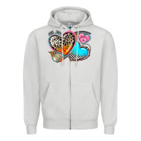Dove Grey western leopard  racing  hearts Zipper Hoodie - AdoDesignShop