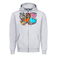 Heather Grey western leopard  racing  hearts Zipper Hoodie - AdoDesignShop