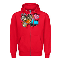 Red western leopard  racing  hearts Zipper Hoodie - AdoDesignShop