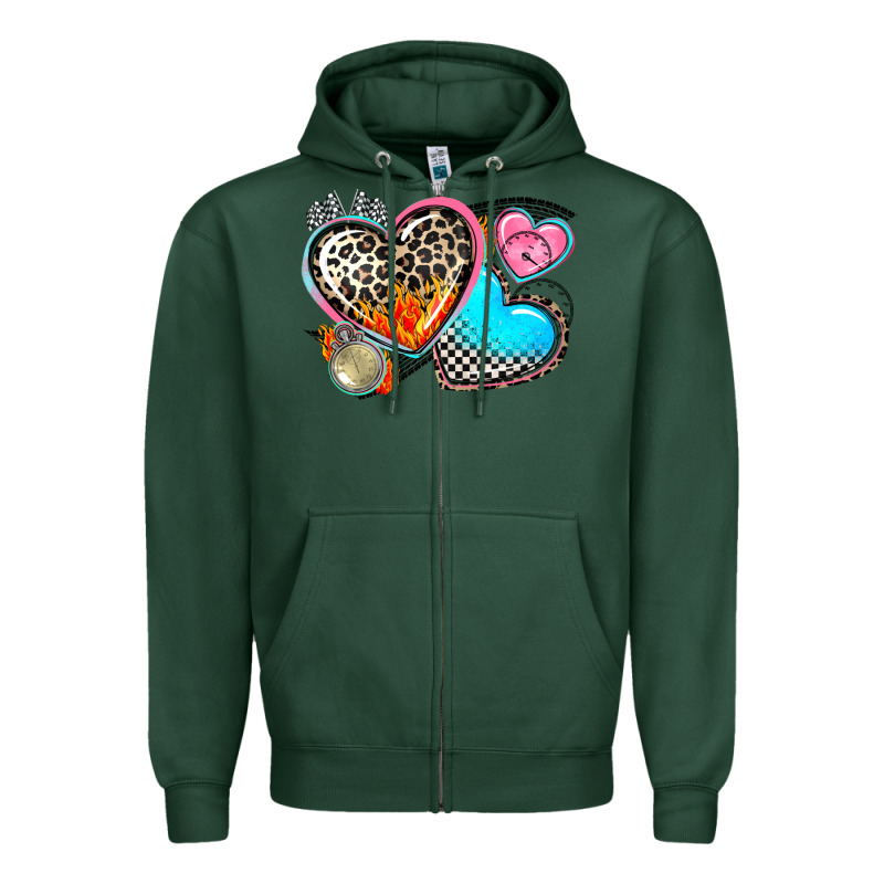 Western Leopard  Racing  Hearts Zipper Hoodie by AdoDesignShop | Teevron