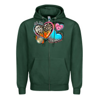 Sports Green western leopard  racing  hearts Zipper Hoodie - AdoDesignShop