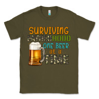 Army Green surviving fatherhood one beer at a  time Classic Tee - Artiststas