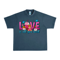 Midnight Navy Love Is All You Need Valentines Day Frappe Coffee Urban Heavy Tee - FaDigitalArtStudio