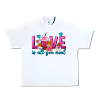 White Love Is All You Need Valentines Day Frappe Coffee Urban Heavy Tee - FaDigitalArtStudio