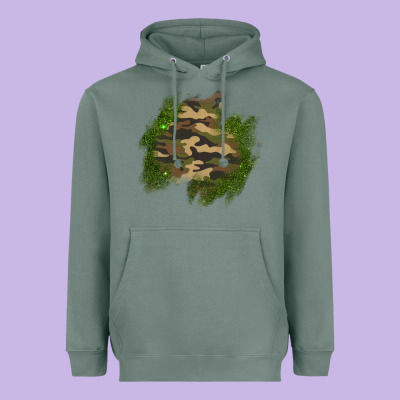 Camouflage Glitter Patch Heavyweight Hoodie Designed By Adodesignshop