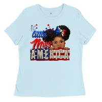 Baby Blue little miss america black girl peekaboo Ladies Tee - CowGirlArtShop