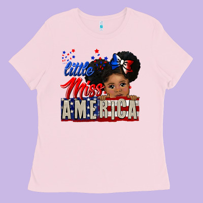 Little Miss America Black Girl Peekaboo Ladies Tee Designed By Cowgirlartshop