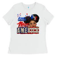 White little miss america black girl peekaboo Ladies Tee - CowGirlArtShop