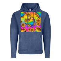 Vintage Denim Pride lgbtq leopard hearts and sunflowers seamless Vintage Hoodie - BundleAndBundleShop