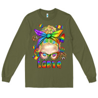 Army Green LGBTQ+ Messy Bun With Snacks Long Sleeve Tee - BundleAndBundleShop