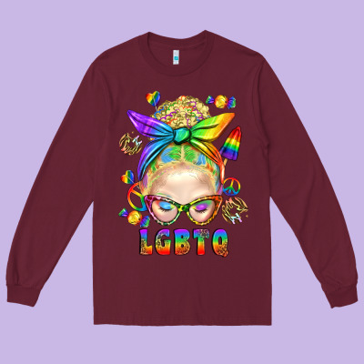Lgbtq+ Messy Bun With Snacks Long Sleeve Tee Designed By Bundleandbundleshop