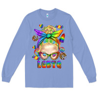 Colony Blue LGBTQ+ Messy Bun With Snacks Long Sleeve Tee - BundleAndBundleShop