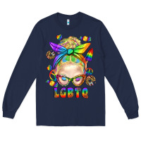 Navy LGBTQ+ Messy Bun With Snacks Long Sleeve Tee - BundleAndBundleShop