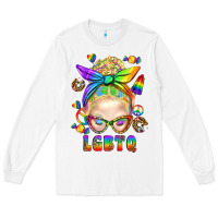White LGBTQ+ Messy Bun With Snacks Long Sleeve Tee - BundleAndBundleShop