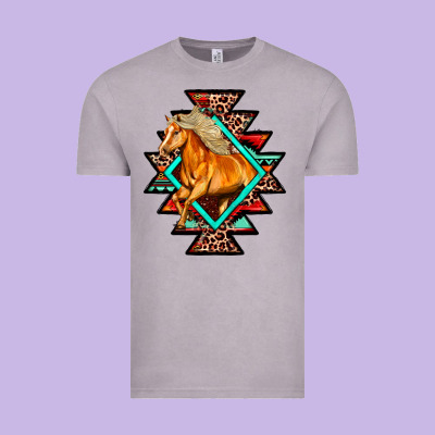 Aztec Symbol White Horse Vintage Tee Designed By Fadigitalartstudio