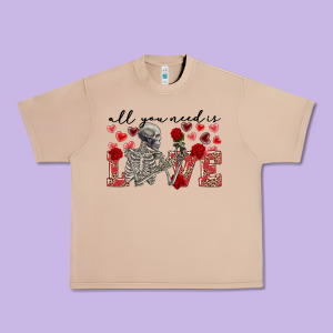 Skeleton All You Need Is Love Urban Heavy Tee Designed By Fadigitalartstudio