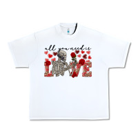 White Skeleton all you need is love Urban Heavy Tee - FaDigitalArtStudio