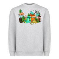 Heather Grey dinosaur coffee cups Heavyweight Sweatshirt - AdoDesignShop