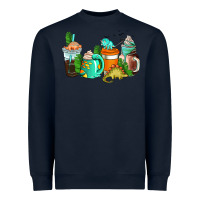 Navy dinosaur coffee cups Heavyweight Sweatshirt - AdoDesignShop