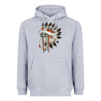 Heather Grey indian headress Heavyweight Hoodie - AdoDesignShop