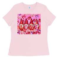 Bubblegum Pink Love gnomies with gift boxes tumbler Ladies Tee - HowdyJamesFarm