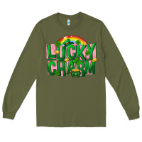 Army Green St Patricks Lucky Charm Long Sleeve Tee - FaDigitalArtStudio