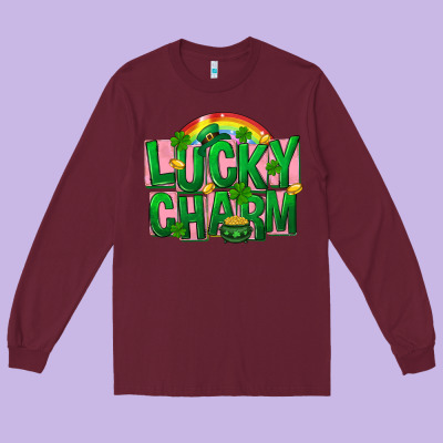 St Patricks Lucky Charm Long Sleeve Tee Designed By Fadigitalartstudio