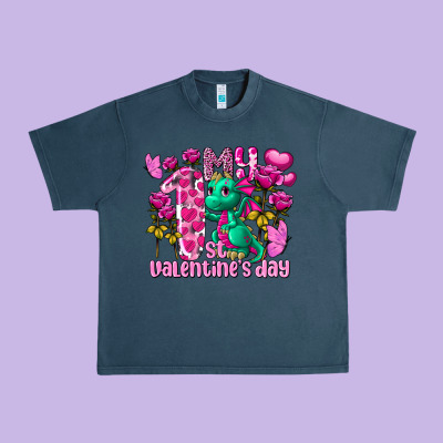 My First Valentine's Day Dragon Urban Heavy Tee Designed By Fadigitalartstudio