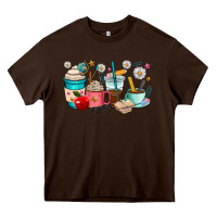 Chocolate Brown teacher coffee cups Heavy Core Tee - RanaPortraitStore