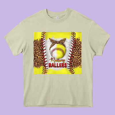 Raising Ballers With Baseball And Softball Leopard Tumbler Tbs Heavy Core Tee Designed By Tumblerdesignbyshophia