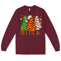 Burgundy Tis' The Season Basketball Christmas Cakes Long Sleeve Tee - BundleAndBundleShop