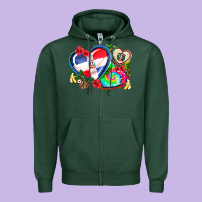 Western Leopard  Dominican Republic  Hearts Zipper Hoodie Designed By Adodesignshop