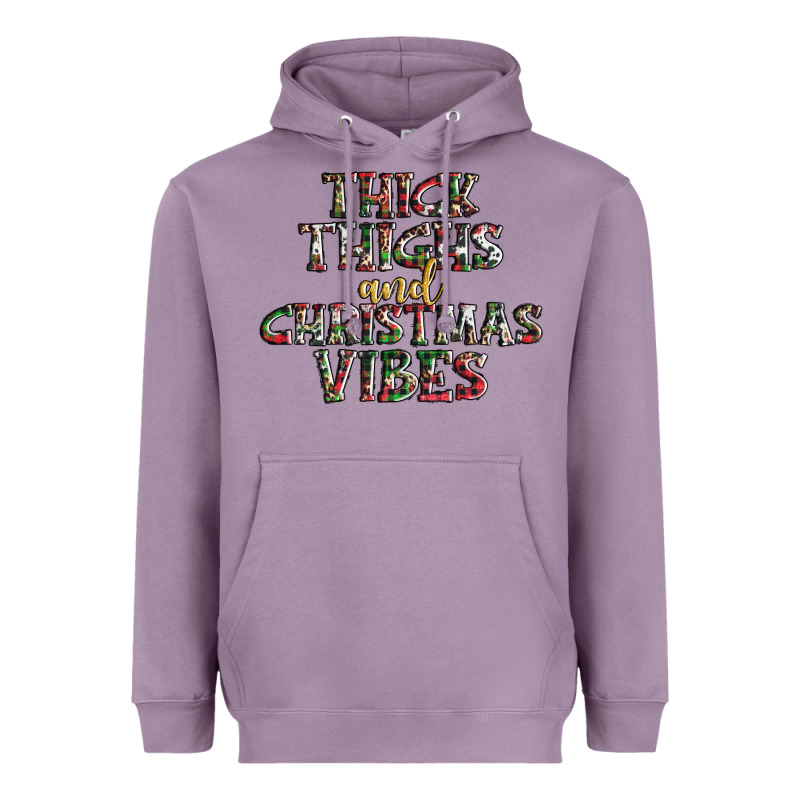 Thick Thighs And Christmas Vibes Heavyweight Hoodie by AdoDesignShop | Teevron