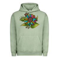 Pigment Oil Green western sunflower Urban Hoodie - JahusDesignShop