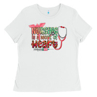 White cowgirl nursing is a work of heart Ladies Tee - CowGirlArtShop