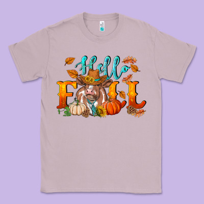Hello Fall Heifer Cow Classic Tee Designed By Ranaportraitstore