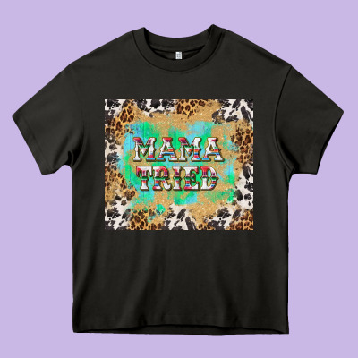 Mama Tried With Leopard And Cowhide Tumbler Tbs Heavy Core Tee Designed By Tumblerdesignbyshophia