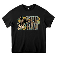 Black Yee haw Cowboy western Heavy Core Tee - HowdyJamesFarm
