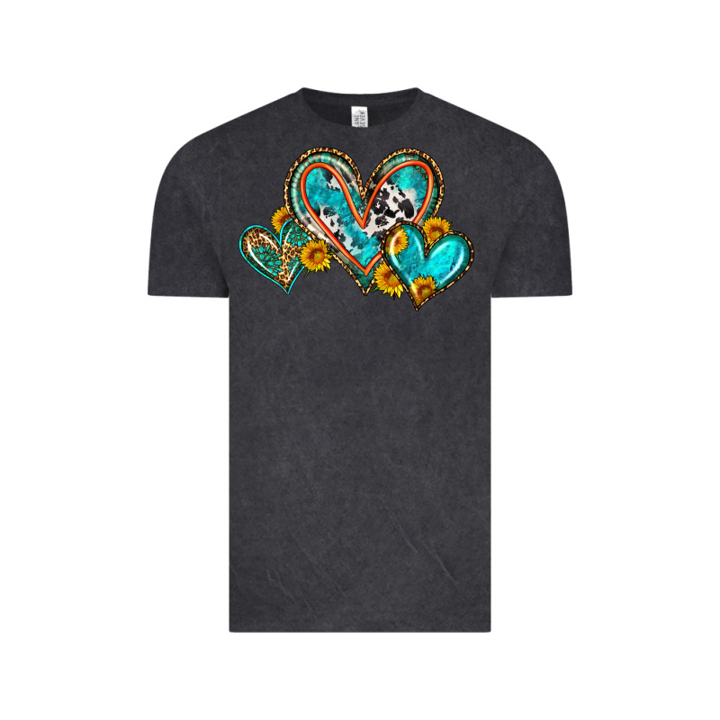 Western Leopard Turquoise Cowhide Hearts Olivia Vintage Tee by OliviaCreatesArt | Teevron