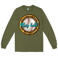 Army Green baseball with sunflower round earrings Long Sleeve Tee - BundleAndBundleShop