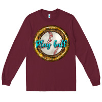 Burgundy baseball with sunflower round earrings Long Sleeve Tee - BundleAndBundleShop