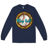 Navy baseball with sunflower round earrings Long Sleeve Tee - BundleAndBundleShop