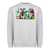 Heather Grey cow coffee cups Heavyweight Sweatshirt - AdoDesignShop
