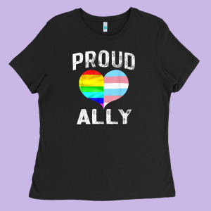 Proud Ally Lgbt Rainbow Heart Gay Pride Month Ladies Tee Designed By Linhvisuals