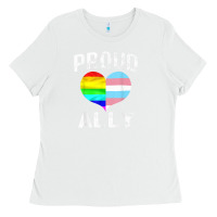 White proud ally lgbt rainbow heart gay pride month Ladies Tee - linhVisuals