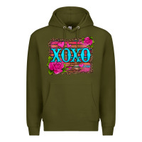 Army Green xoxo valentine's day pink roses and hearts Premium Hoodie - Jasminsmagicworld