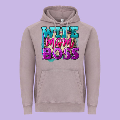 Wife Mom Boss Vintage Hoodie Designed By Fadigitalartstudio