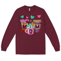 Burgundy Western Mom Coffee Cups Long Sleeve Tee - BundleAndBundleShop
