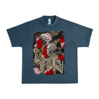 Midnight Navy Two skeletons hugging Valentine's Day Urban Heavy Tee - FaDigitalArtStudio