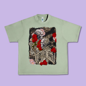 Two Skeletons Hugging Valentine's Day Urban Heavy Tee Designed By Fadigitalartstudio